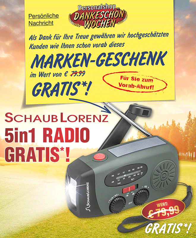 Kein Bild? Jetzt oben Link zu Darstellungsproblemen klicken! - Als Dank für Ihre Treue gewähren wir hochgeschätzten Kunden wie Ihnen schon vorab dieses MARKEN-GESCHENK GRATIS*!