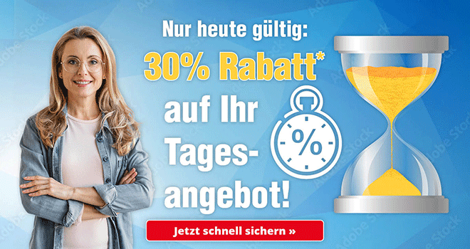 Kein Bild? Jetzt oben Link zu Darstellungsproblemen klicken! - Nur heute gültig! 30% Rabatt* auf Ihr Tagesangebot!