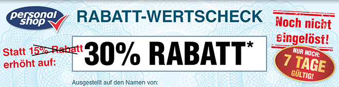 Kein Bild? Jetzt oben Link zu Darstellungsproblemen klicken! - Rabatt-Wertscheck 30% Rabatt*