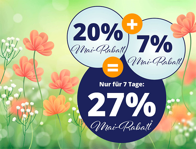Kein Bild? Jetzt oben Link zu Darstellungsproblemen klicken! - Nur für 7 Tage: 27% Mai-Rabatt!
