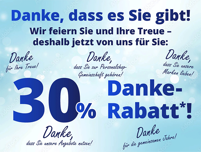 Kein Bild? Jetzt oben Link zu Darstellungsproblemen klicken! - Danke, dass es Sie gibt! 30% Danke-Rabatt für Sie!